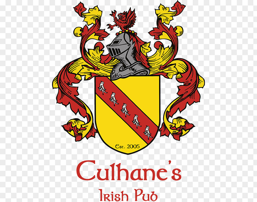 Irish Pub Culhane's Coat Of Arms Crest Knight Helmet PNG