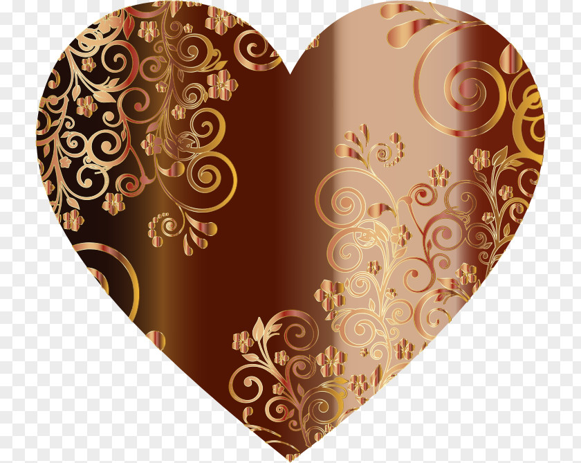 Brown Pattern Heart Clip Art PNG