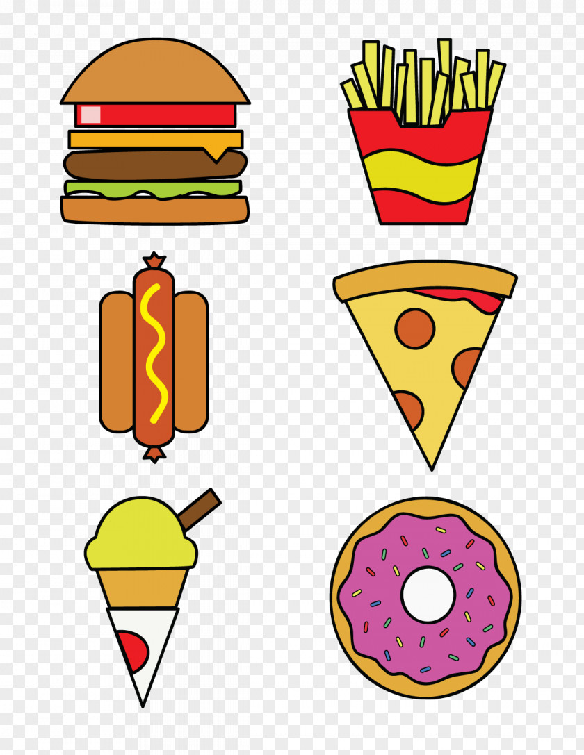 Junk Food Ice Cream Fast French Fries Hamburger Pizza PNG