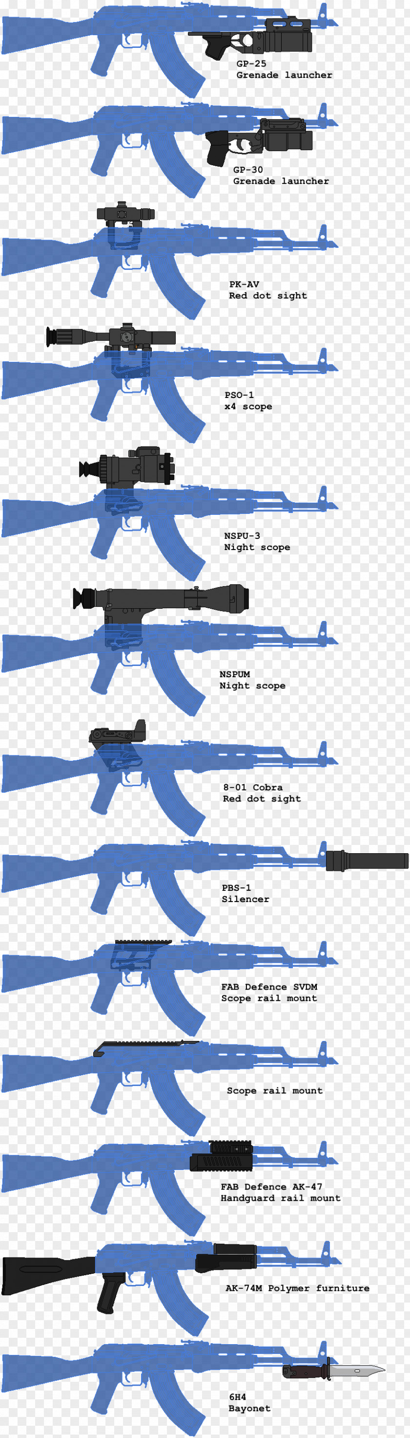 Ak 47 AKM GP-25 AK-47 PBS-1 Silencer COBARA PNG