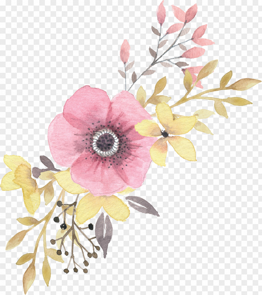 Floral Decoration Design Flower Watercolor Painting PNG