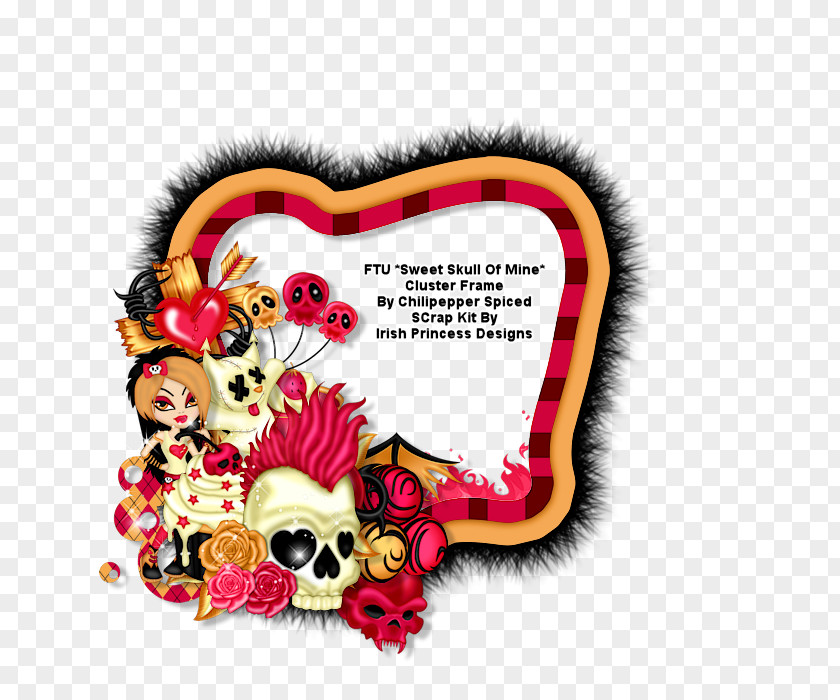 Arthur Frame Font Valentine's Day Flower Skull PNG