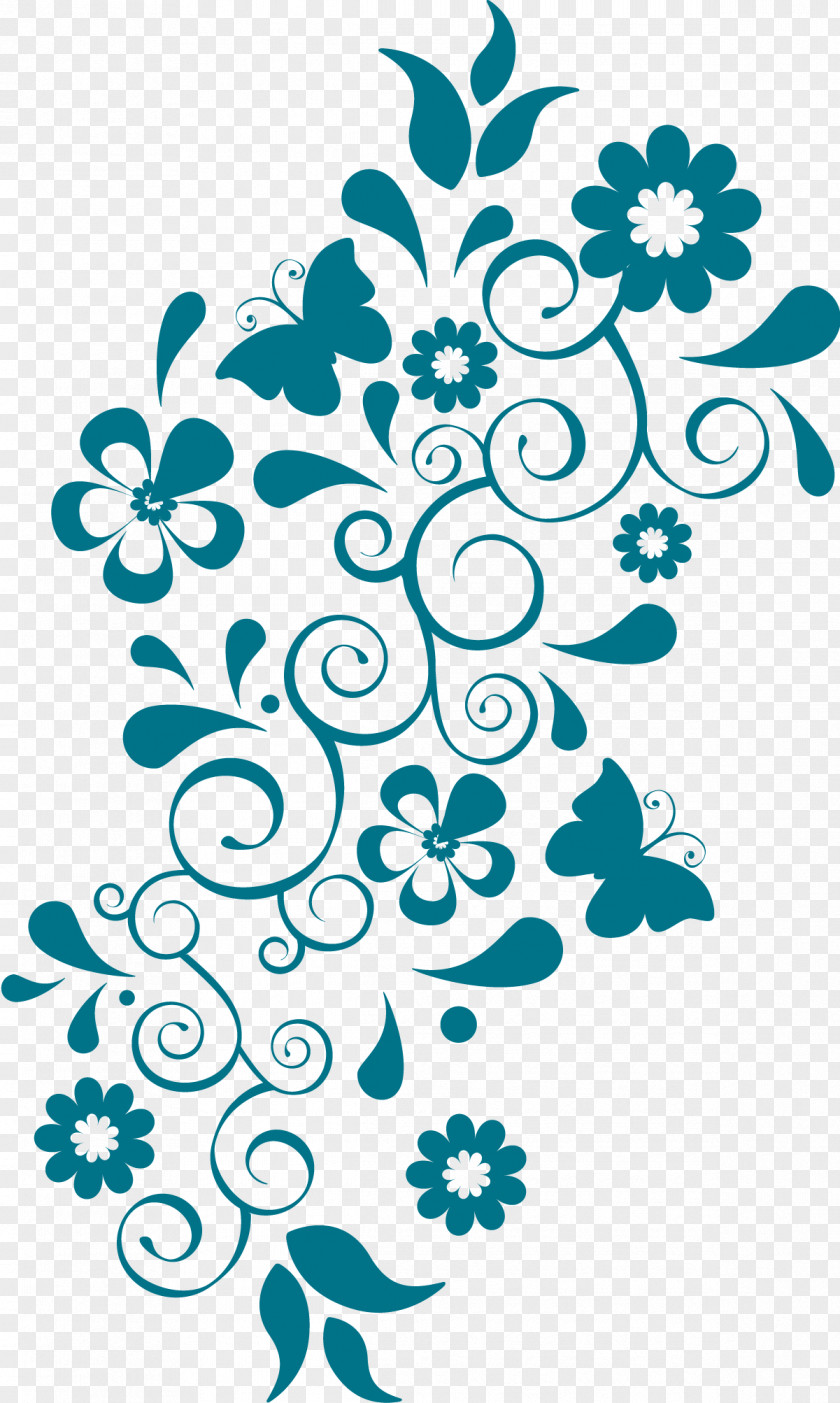 Hand Painted Green Flowers Butterfly Gratis PNG