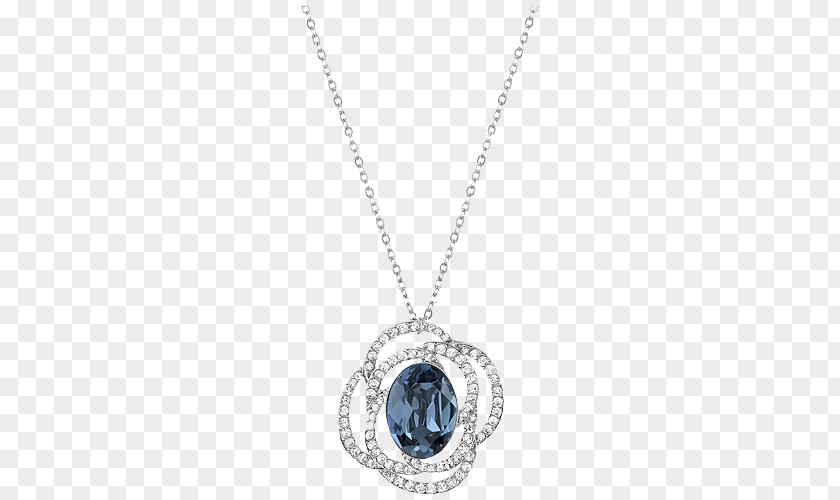 Swarovski Jewelry Women Necklace Blue Locket Bling-bling Chain Jewellery PNG