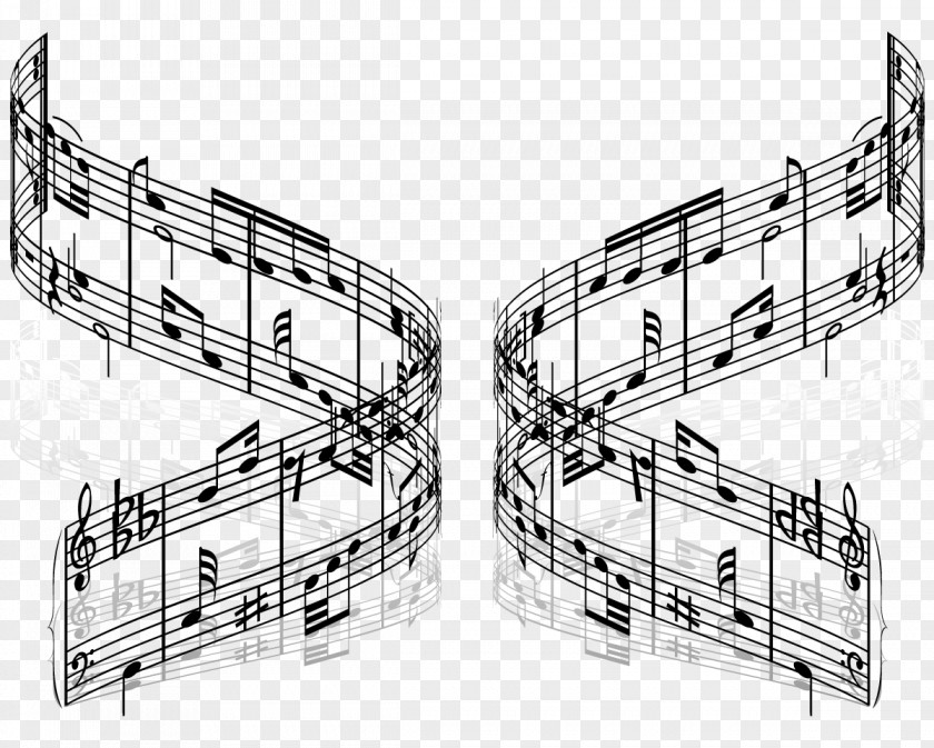 Black And White Liner Notes Transparent FIG. Musical Note Staff Clef PNG