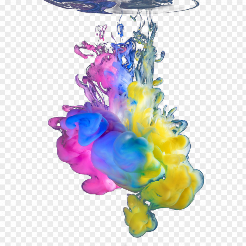 Colorful Water Heavy Ink PNG
