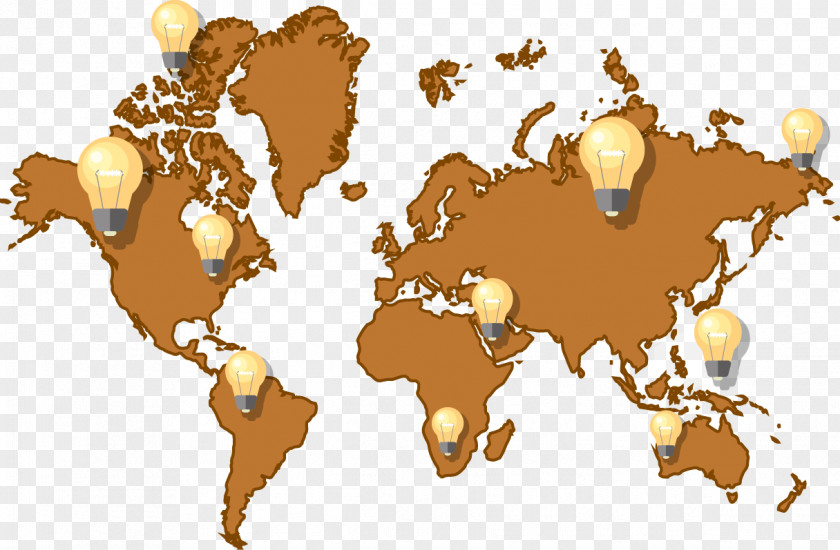 Creative Bulb Earth Map Globe World PNG