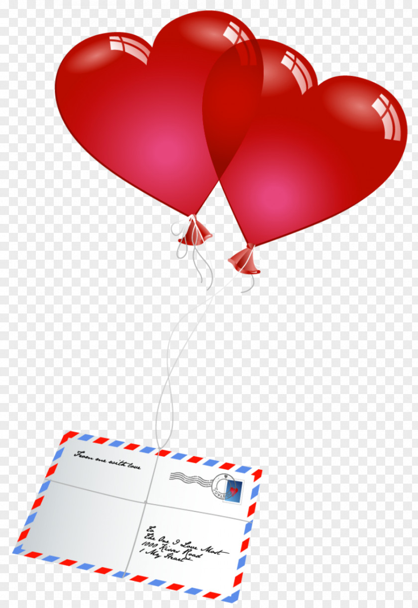 Valentines Day Letter With Heart Balloons PNG Picture Valentine's Computer File PNG