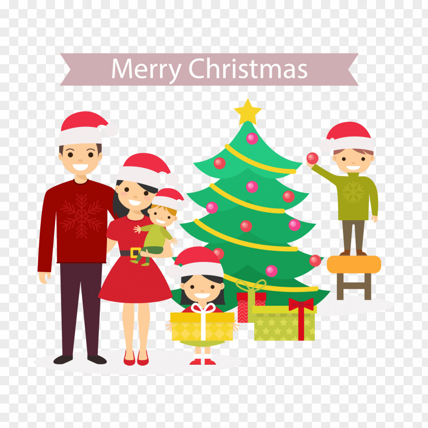 Vector Illustration Family Christmas PNG