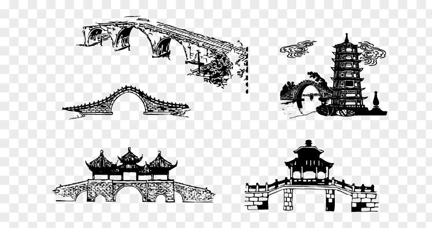 Chinese Bridge Arch Architecture PNG