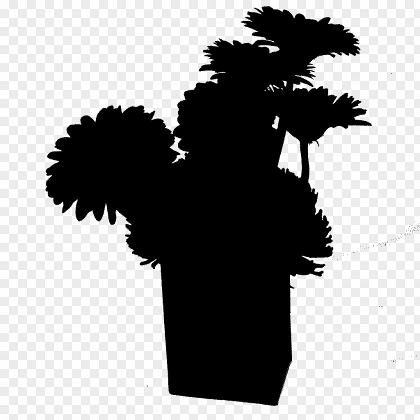 M Tree Flower Silhouette Font Black & White PNG