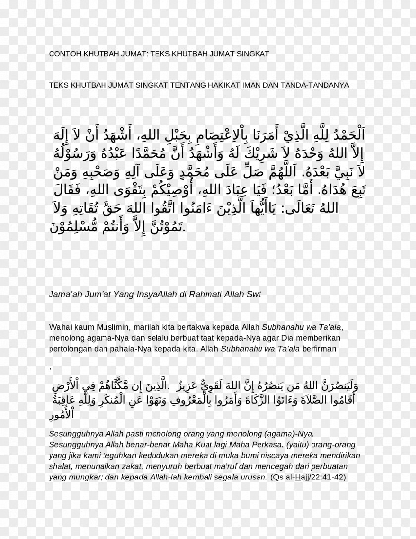 Islam Jumu'ah Khutbah Sermon Friday Salah PNG