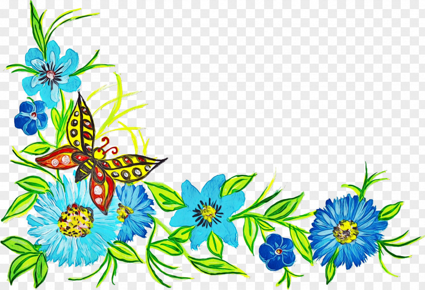 Herbaceous Plant Wildflower Watercolor Butterfly Background PNG