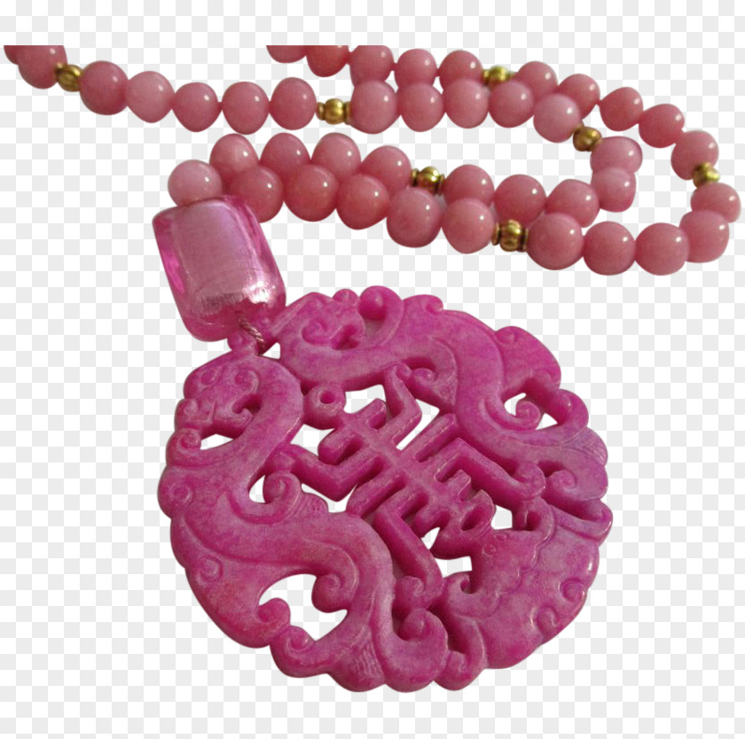 Ruby Bead Amulet Pink M Rhodochrosite PNG