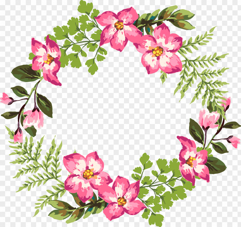Beautiful Colorful Garland Flower Watercolor Painting Clip Art PNG