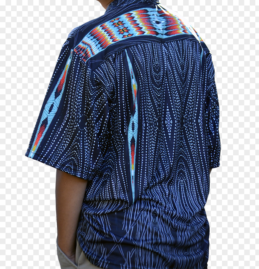 Sleeve Cobalt Blue Shoulder Textile Blouse PNG