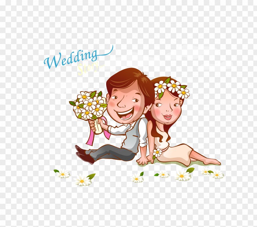 Vector Color Love Loving Couple Cartoon Illustration PNG