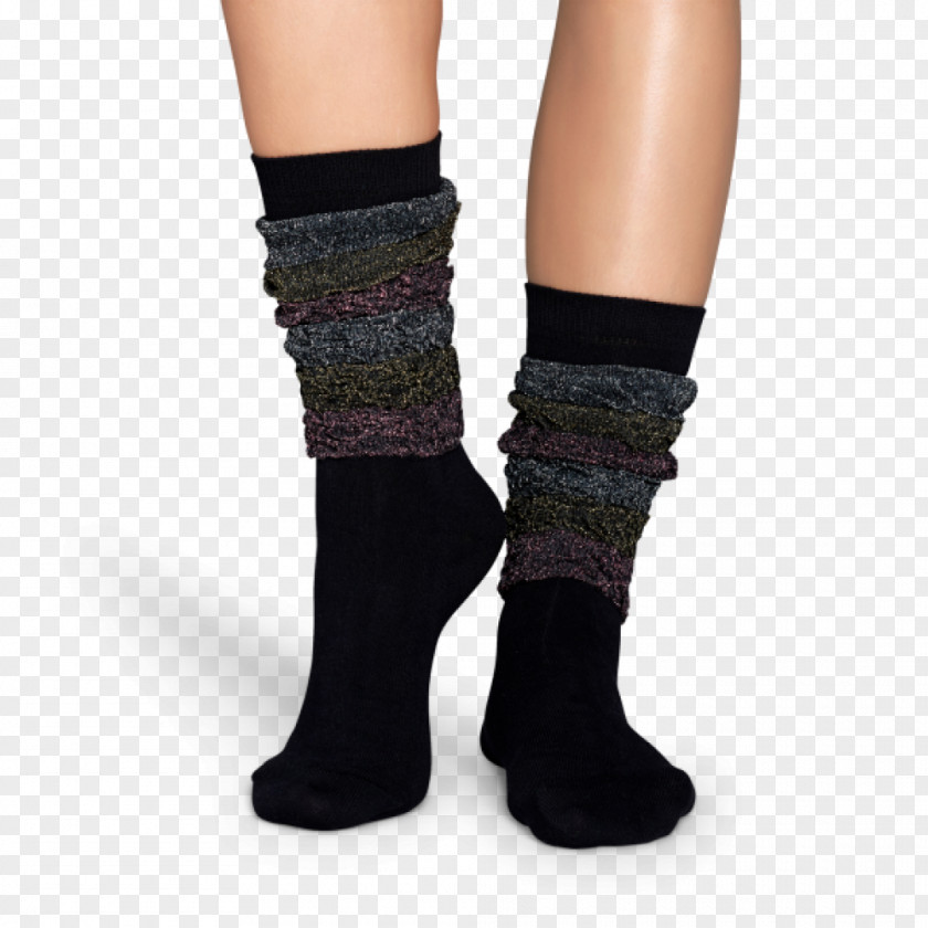 Happy Socks Sock Stocking Black Knee White PNG