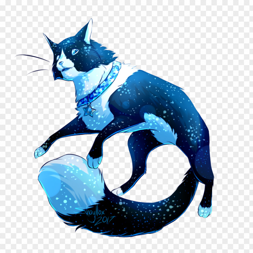 Starry Sky Cat Cobalt Blue Tail PNG