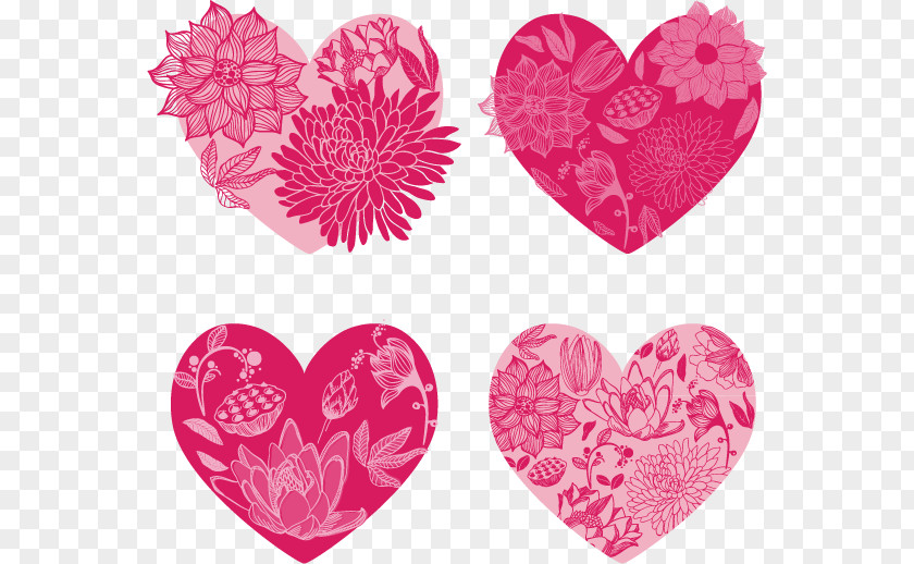 Floral Heart Set PNG