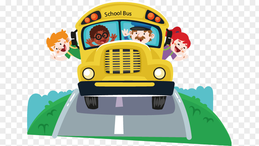 Vector Hand-painted School Bus Markham Student Test PNG