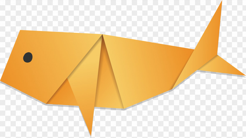 Yellow Origami Whale Paper PNG