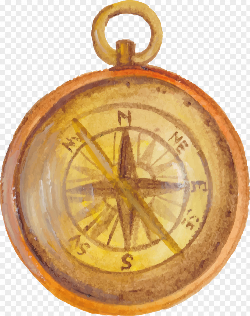 Retro Hand-painted Compass Navigation PNG