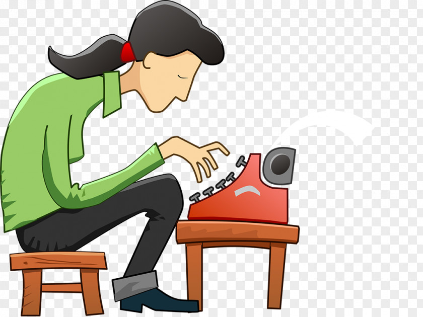 Riting Typewriter Writing Female Blog Clip Art PNG