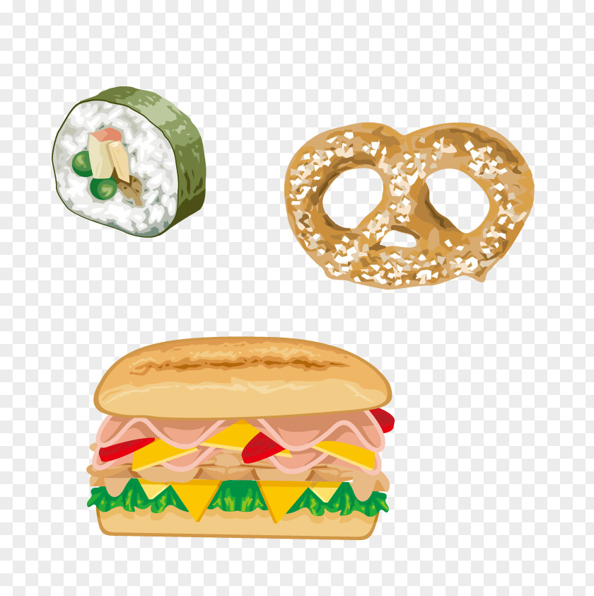 Sushi Vector Hamburger Fast Food Junk French Fries European Cuisine PNG