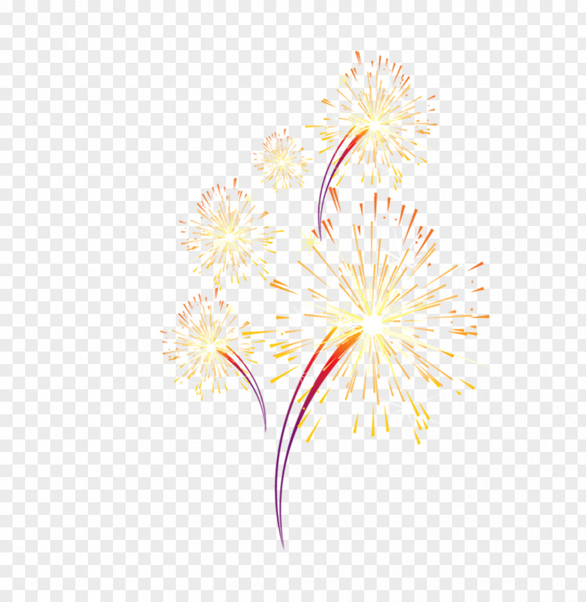 Yellow Festive Fireworks Effect Elements Petal Illustration PNG