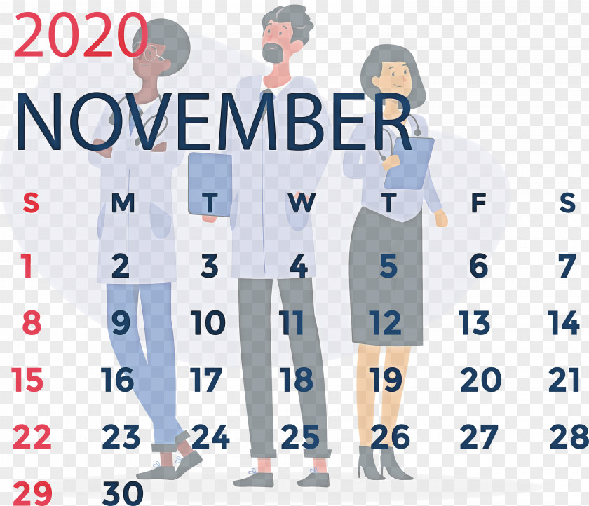 November 2020 Calendar Printable PNG