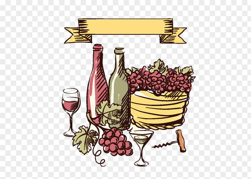 Wine Red Common Grape Vine Glass PNG