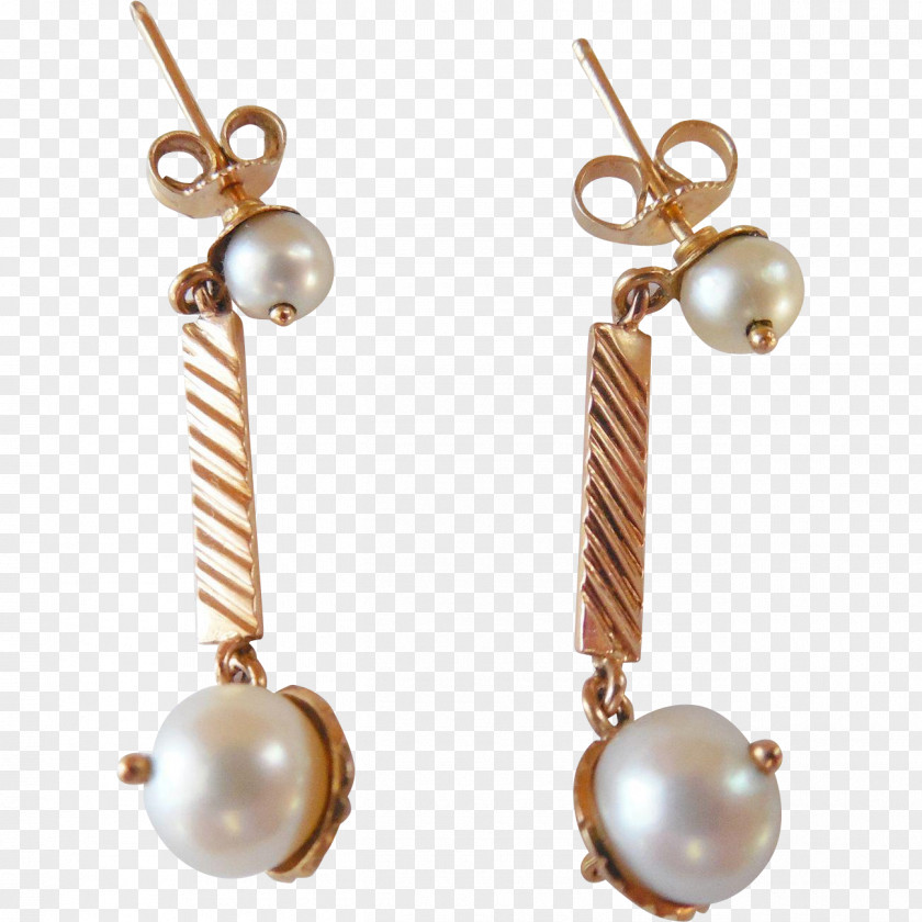 Gold Pearl Earring Ruby Lane Jewellery PNG
