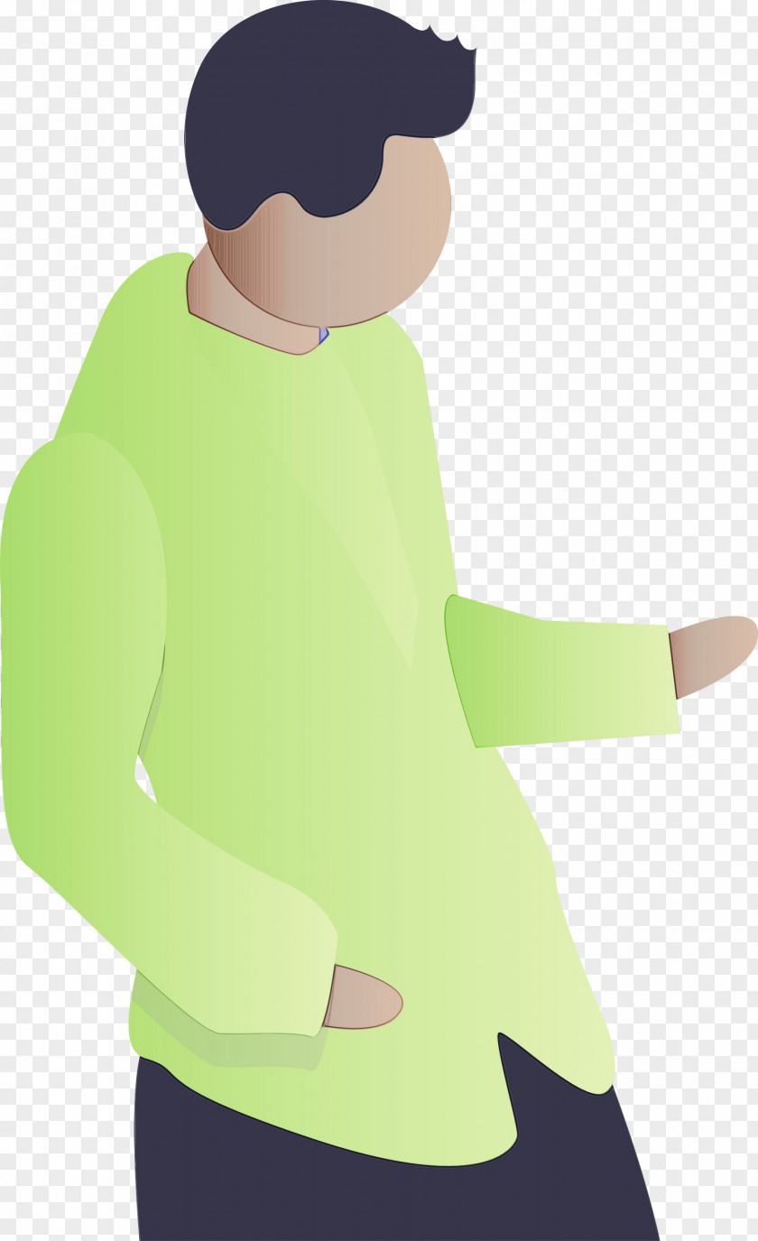 Green Sleeve Standing Shoulder Cartoon PNG