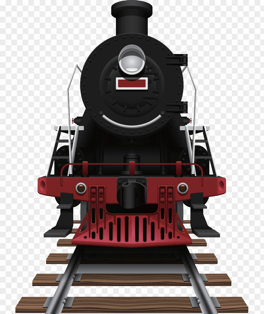 Vintage Train Head Rail Transport Steam Locomotive Illustration PNG