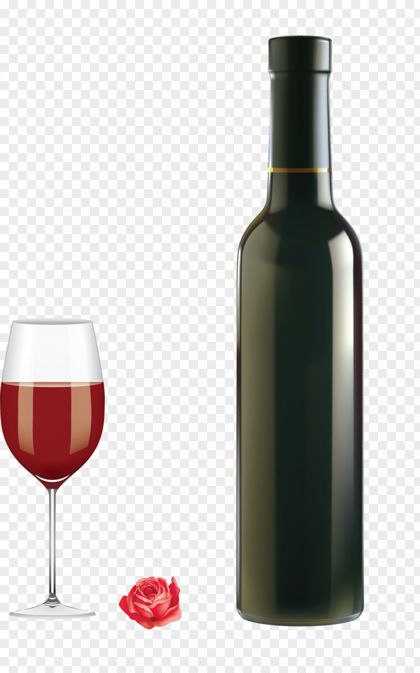 Vector Red Wine Glass And Bottle Champagne PNG