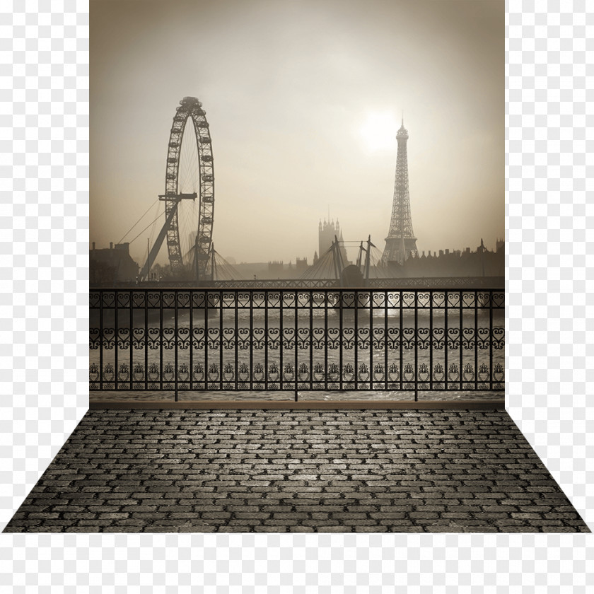 Backdrop Eiffel Tower Paris Carnival Photo Photography Sepia PNG