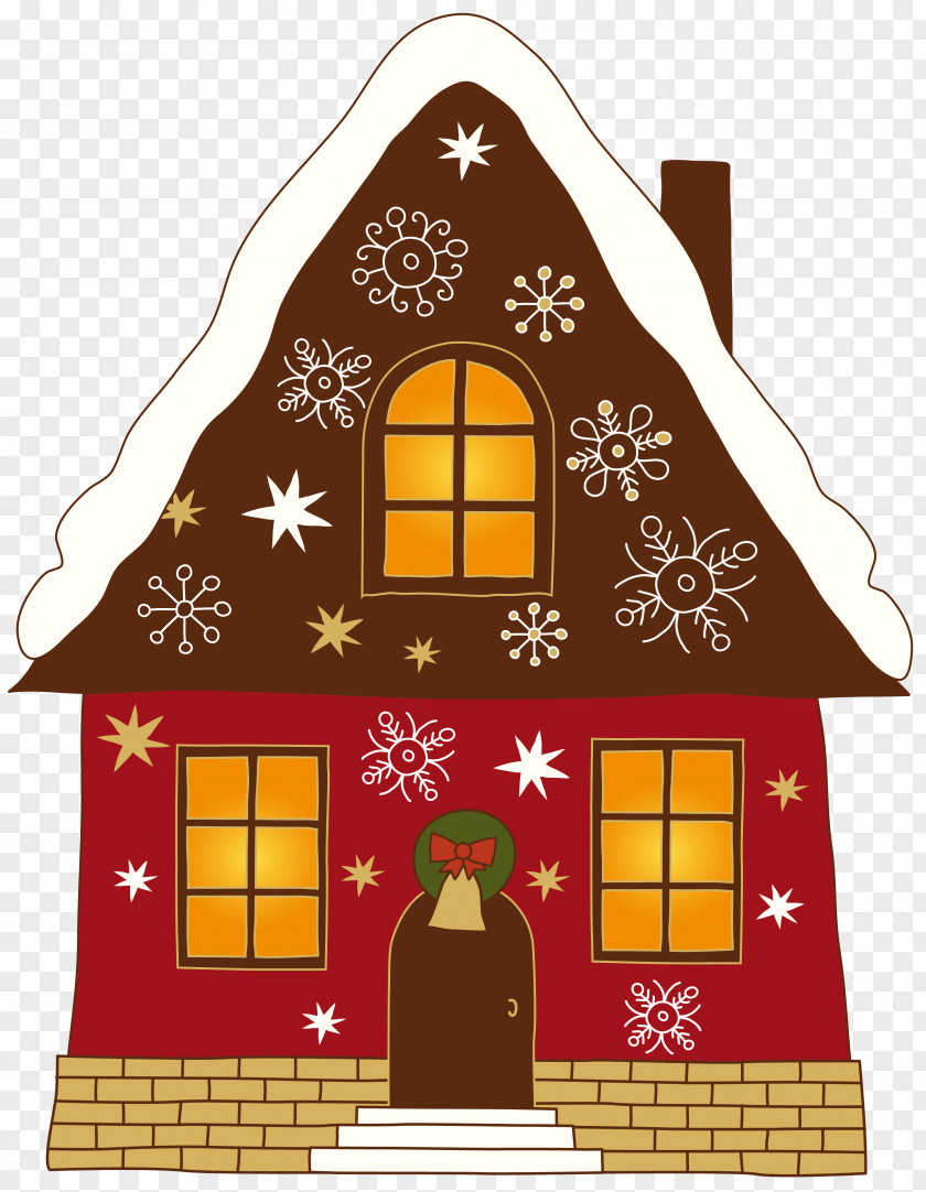 Christmas Painted House Clipart Greeting Card Santa Claus PNG