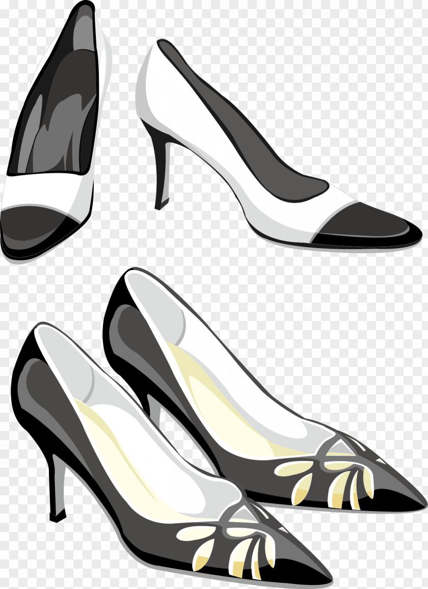 Black And White High Heels Clothing Accessories Clip Art PNG