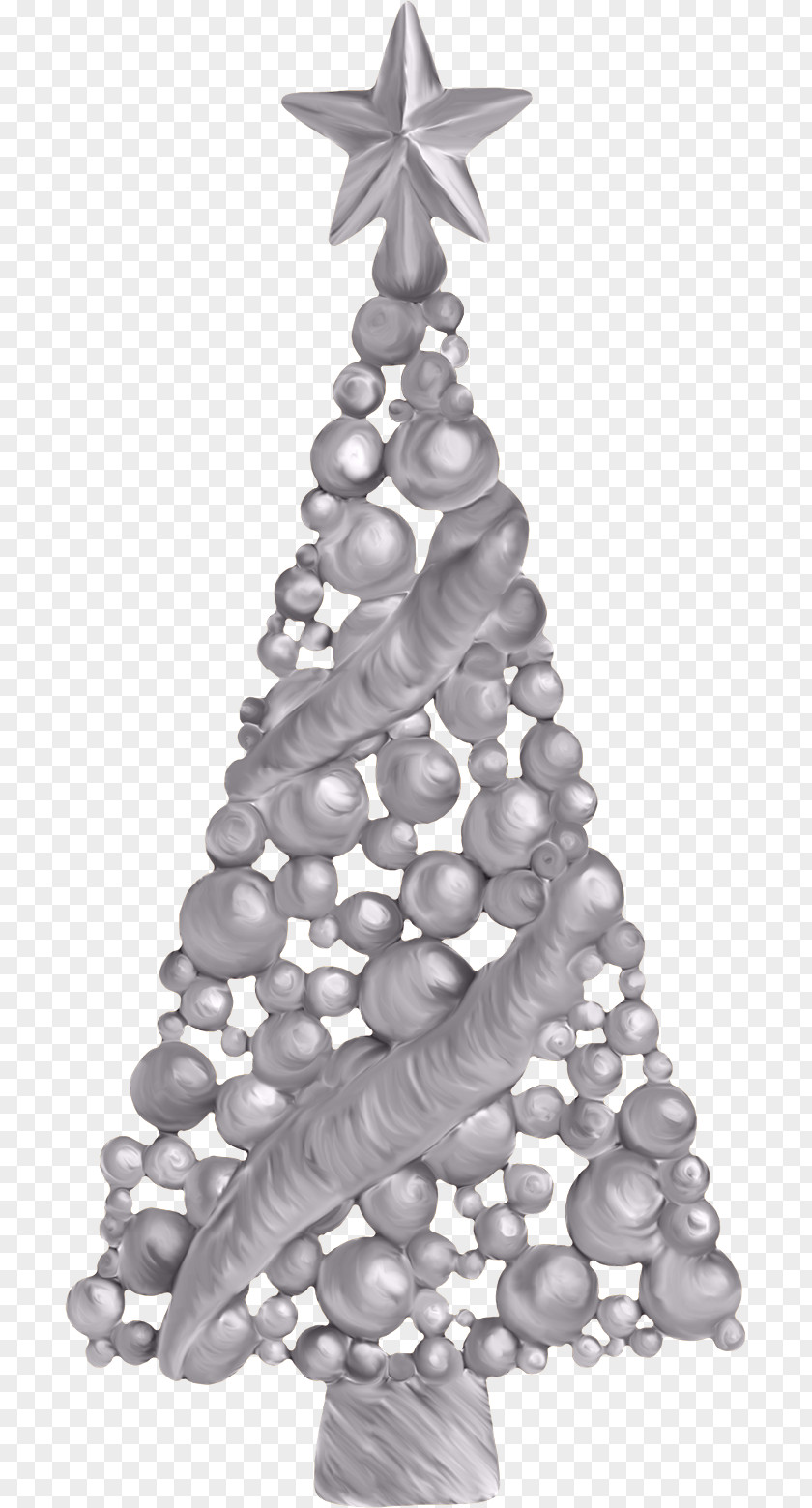 Silver Christmas Tree Decoration Clip Art PNG