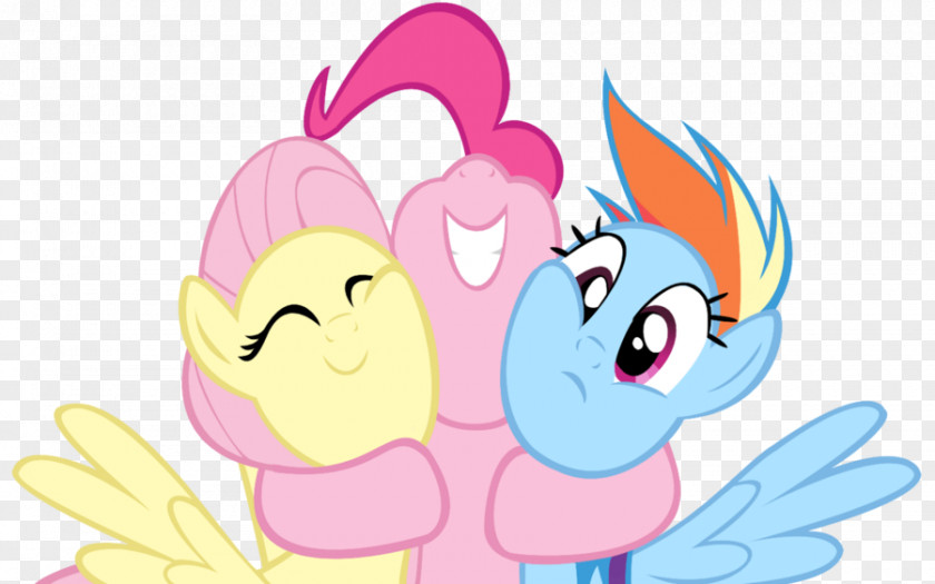Cartoon Couples Hugging Pinkie Pie Rainbow Dash Fluttershy Hug PNG