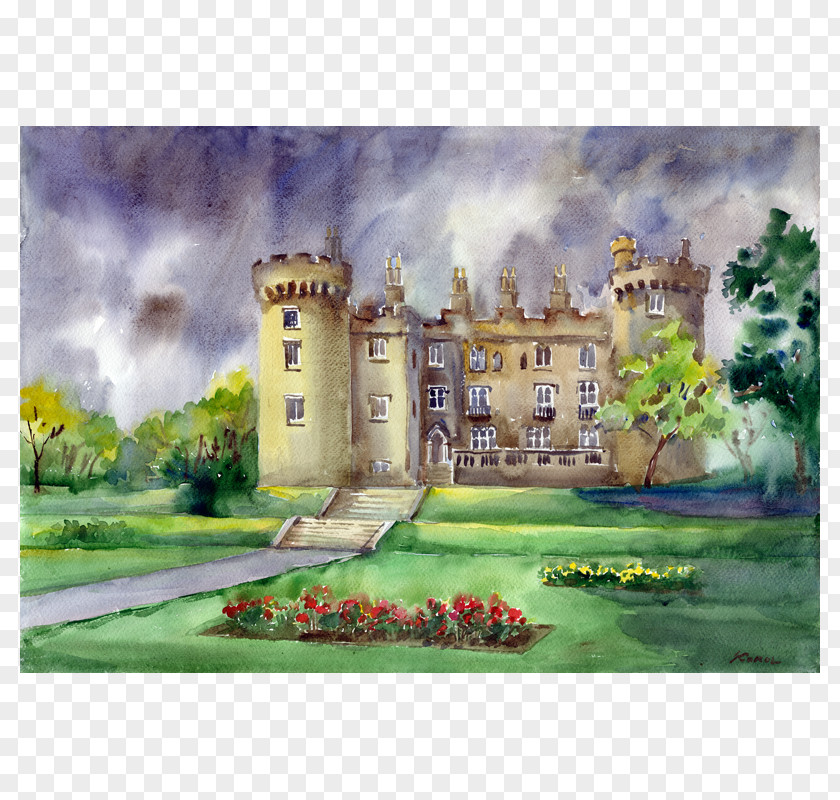 Painting Watercolor Kilkenny Castle Road PNG
