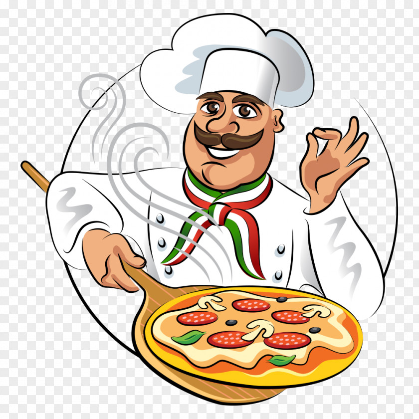 Pizza Chef Buffet Cooking PNG Cooking, Chef, chef holding tray of pizza illustration clipart PNG