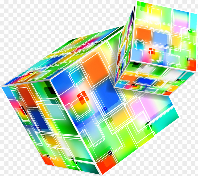 Colorful Cube Three-dimensional Space PNG