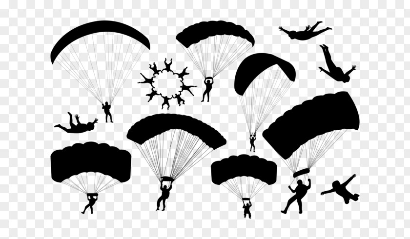 Parachute Parachuting Silhouette Drawing PNG