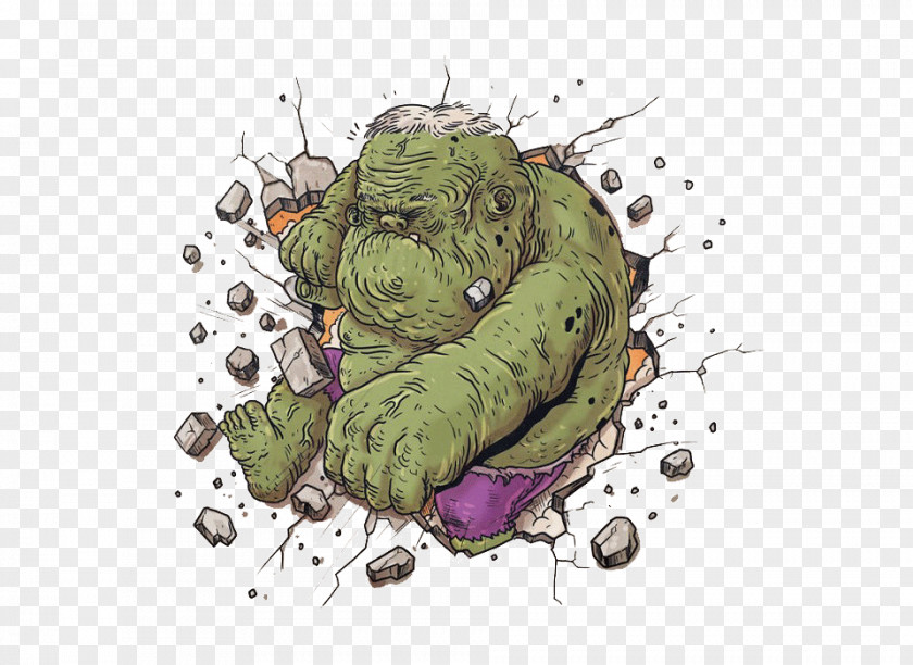 Aging Hulk Superhero Cartoon PNG