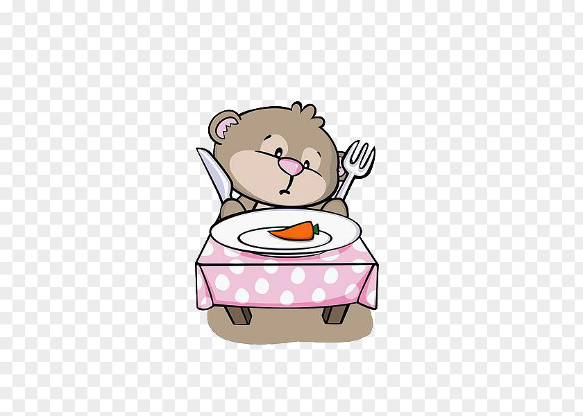 Cartoon Bear Eat Table Eating Dinner Illustration PNG