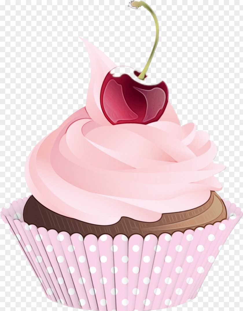 Cupcake Pink Cake Icing Food PNG