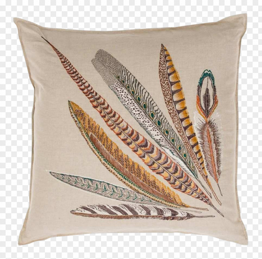 Feather Throw Pillows Linen Textile PNG