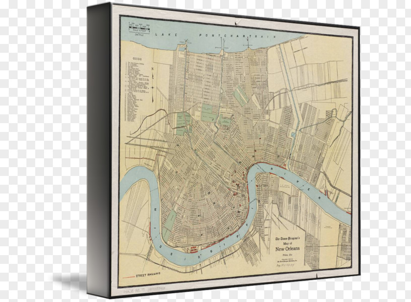 Map New Orleans Gallery Wrap Canvas Art PNG